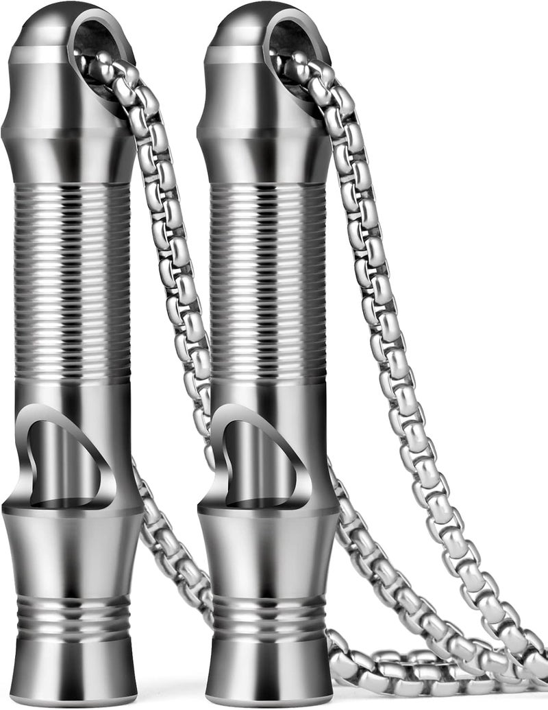 TISUR Titanium Emergency Whistle,EDC Safety Whistles Necklace Loud up to 120db,Survival Whistles for Survival,Hiking,Camping,Pets Training - Image 1